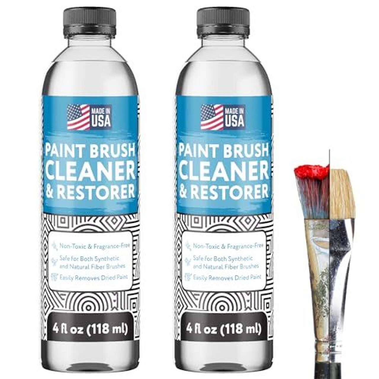 IMPRESA 2-Pack Water-Based Acrylic Paint Brush Cleaner & Restoring Liquid - Brush Cleaner Acrylic Paint Remover - 4oz Soap Bottles - Oil Painting Cleaner And Restorer